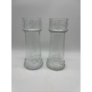 Vintage Red Lobster Embossed Lighthouse Glasses, Set Of 2